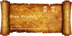 Rupp Kristóf névjegykártya