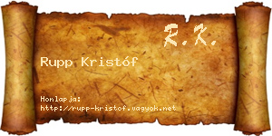 Rupp Kristóf névjegykártya